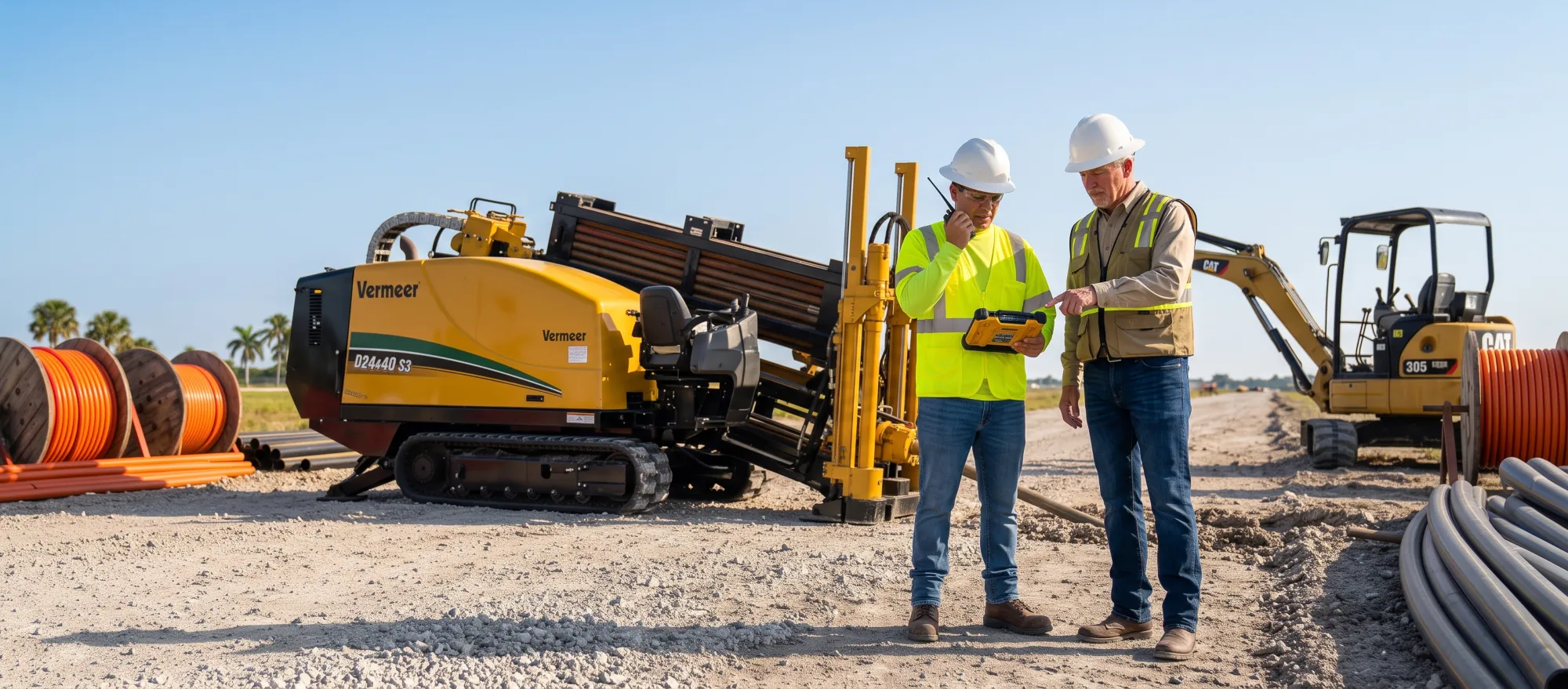 Subterra Infrastructure Company utility crew operating specialized underground equipment on a civil jobsite in South Florida.